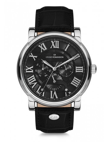 Grand Romanson Heren Horloge Time Traveler Mirage Tux - Zwart Zilver
