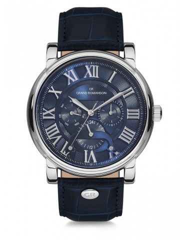 Grand Romanson Heren Horloge Time Traveler Mirage Blue Ice - Blauwe Zilver