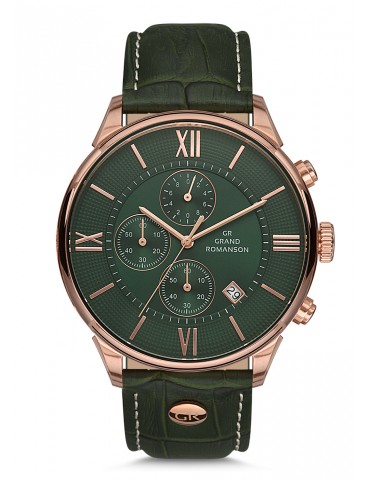 Grand Romanson Heren Horloge Time Post Morena Green velvet - Groen