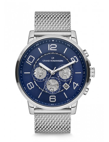 Grand Romanson Heren Horloge Mirage Date in Time Sky - Zilver Blauw