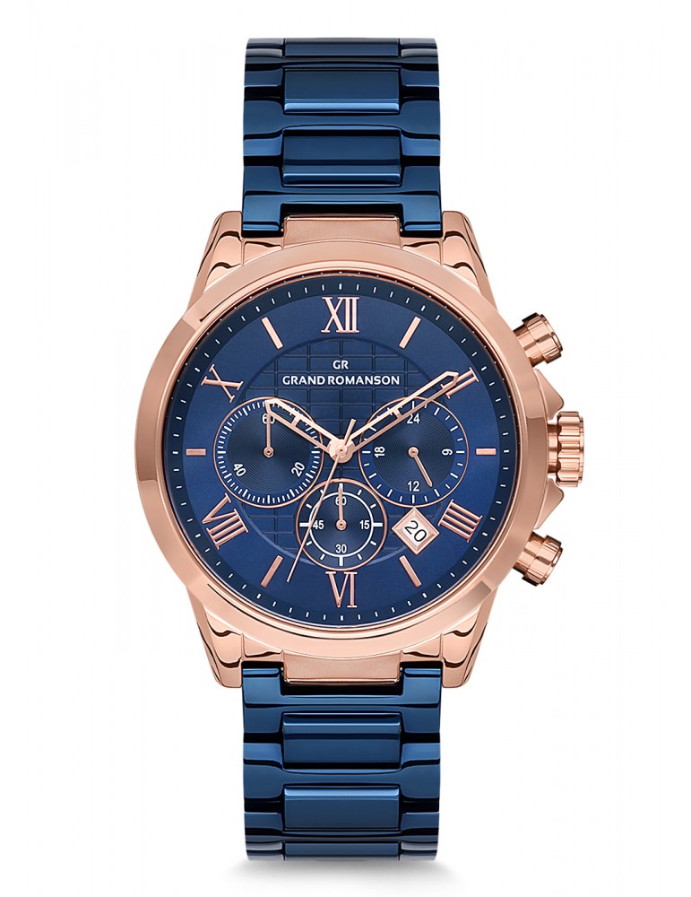Millennium Sunset Blauw Goud Heren Horloge
